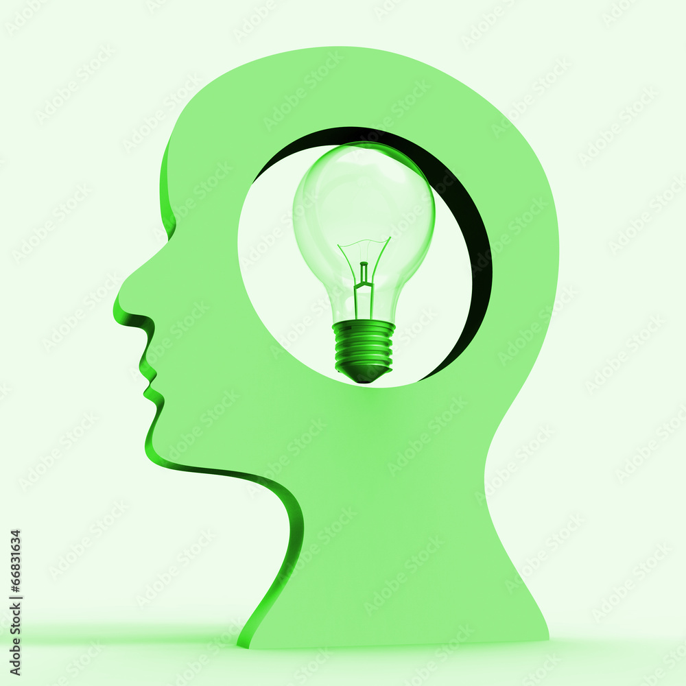 Poster light bulb indicates think about it and considering