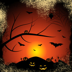 Halloween Bats Represents Trick Or Treat And Autumn