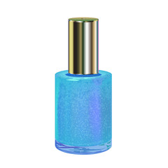 Nail polish with silver cap on a white background. Vector