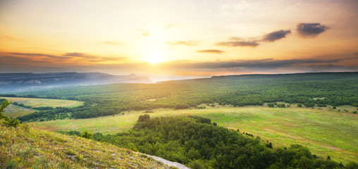 Fototapeta premium sunset in summer mountains.