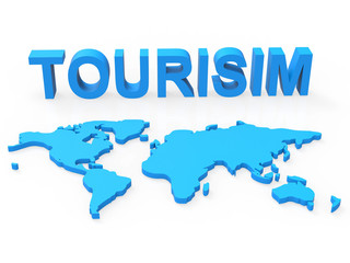 World Tourism Represents Planet Travelling And Earth