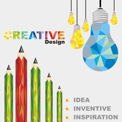 lamp and pencil creative Abstract, geometric backgrounds.