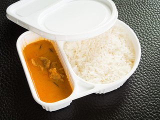 Rice and curry in the meal box set