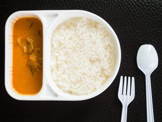 Rice and curry in the meal box set