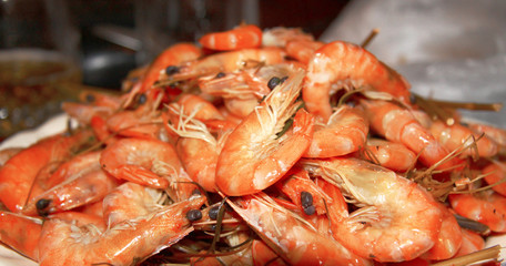A Boiled Shrimps Background ready for eating