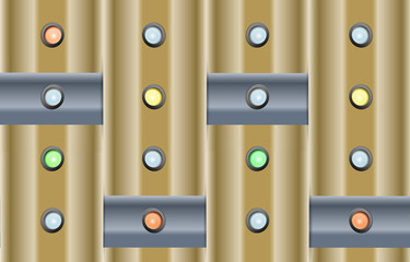 Technology background with indicators lights and metallic rods