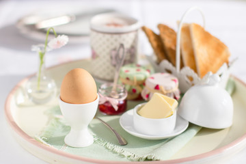 Breakfast on sunny morning. 