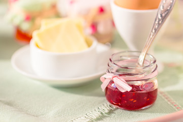 Breakfast on sunny morning. 