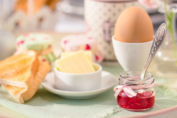 Breakfast on sunny morning. 