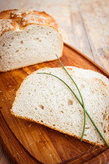 Rustic bread with soccer ball pattern.