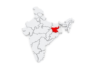 Map of Jharkhand. India.