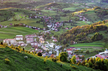 Fototapeta na wymiar Summer landscape with village, Slovakia