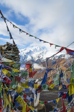 Prayer flags on Himalayan Summit