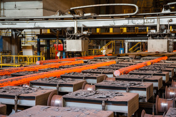 hot steel on conveyor