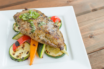 Grilled turkey with roasted vegetable