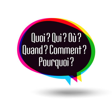 Bulles "quoi, qui, o&ugrave;, quand, comment, pourquoi ?"