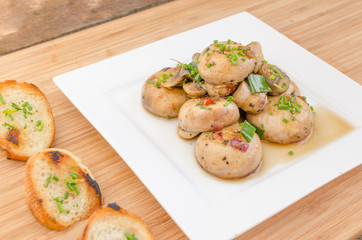 Mushroom salad with toast