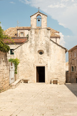Fototapeta na wymiar Sveti Petar church of XIV century in Korcula, Croatia