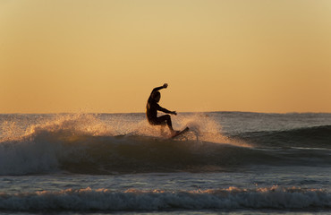 Surfer riding the wave