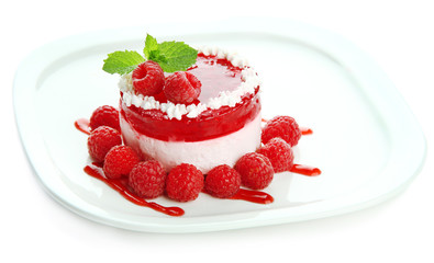 Delicious berry cake isolated on white