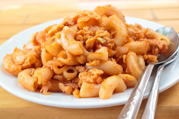 Stir-fried macaroni.