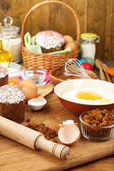 Obraz na płótnie Canvas Easter cake preparing in kitchen