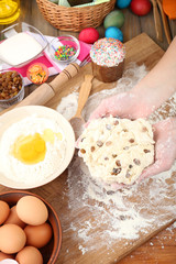 Easter cake preparing in kitchen