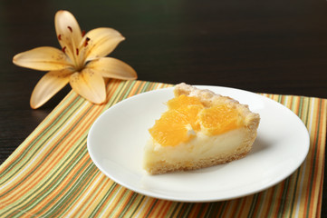 Piece of homemade orange tart