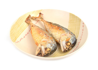 mackerel fried on a dish