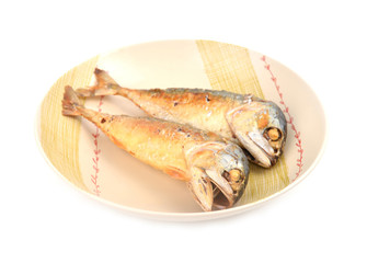 mackerel fried on a dish