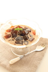 Coffee Jelly and milk for gourmet dessert image