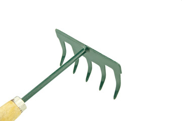 Green harrow placed upset on bottom left isolated