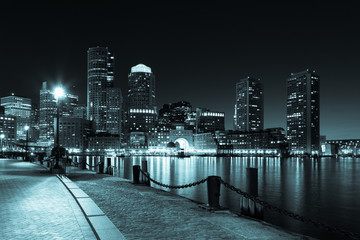 Boston skyline by night - Massachusetts - USA