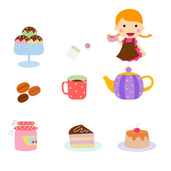 Set of afternoon tea icon