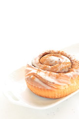 close up of cinnamon bun