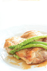Teriyaki chicken and grilled asparagus