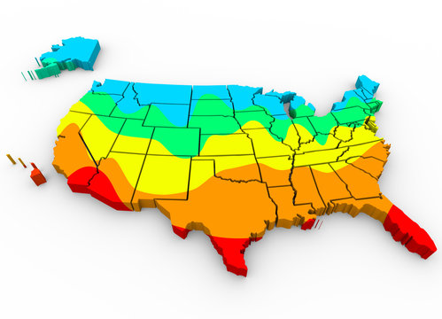 United States America Map Average Temperatures Hottest Coldest R