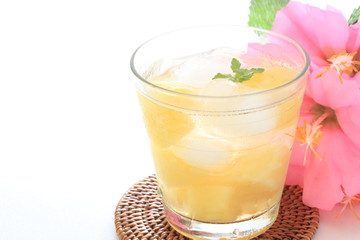 Pineapple sode with flower for tropical drink image