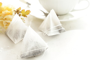  Triangle tea pack on white  background