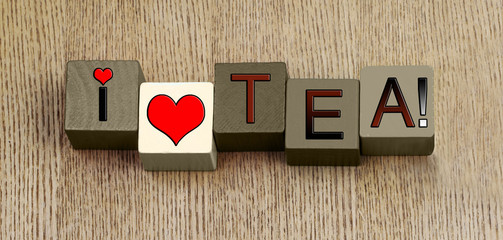 Fototapety  I Love Tea, seria znaków dla miłośników herbaty i napojów.