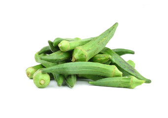 fresh okra isolated on a white background