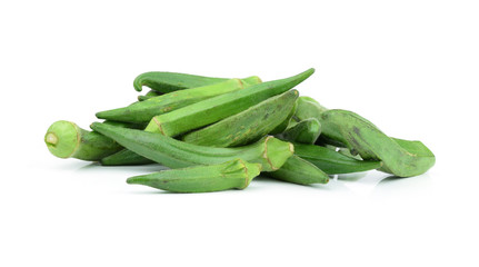 fresh okra isolated on a white background