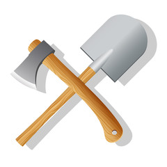 Spade and ax. Vector illustration