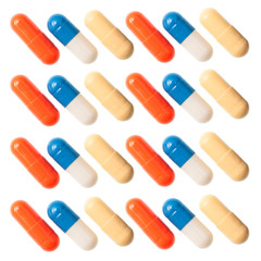 Capsules on white background