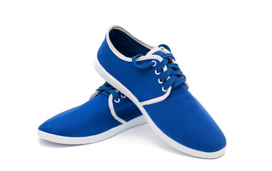 blue sports shoes