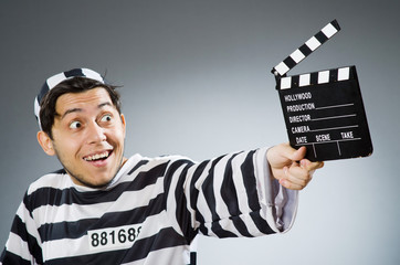 Inmate with the movie clapper