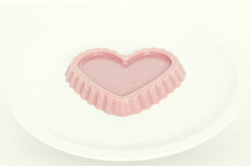 Sweet dessert. Delicious strawberry pudding. Valentine day