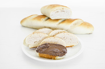 Vienna milky bread with chocolate cream.