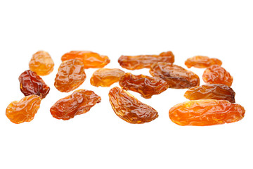 Yellow raisin on white