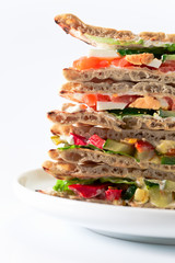 sandwich with salmon and vegetables